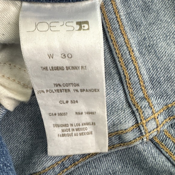 Joe's Jeans‎ Men's  Size 30 x 27 The Legend Skinny Fit Jeans Denim Blue - Picture 6 of 9